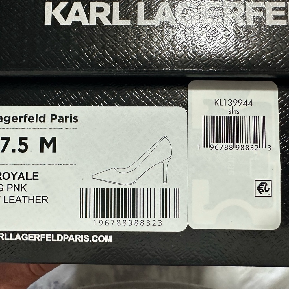 Brand New in Box, hot pink patent heels. Size 7.5 Karl Lagerfeld